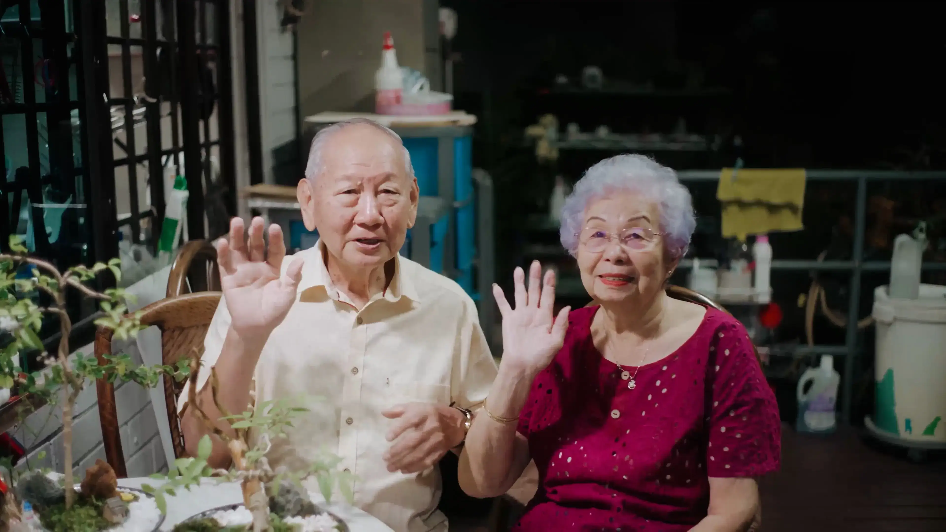 Bride's grandparents during morning wedding preparations