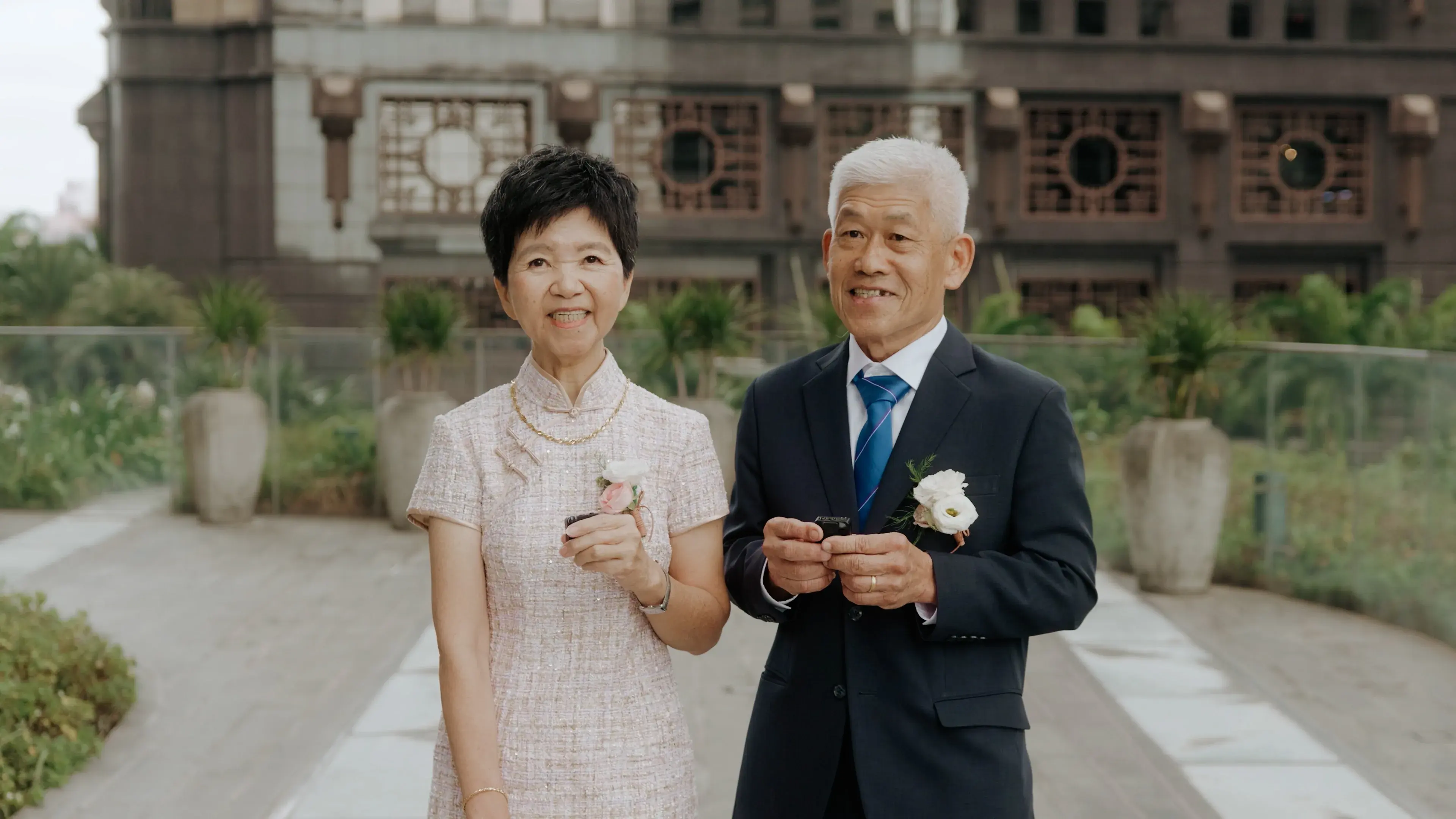Min Xian's parents recording a video blessing at Andaz Garden Studio