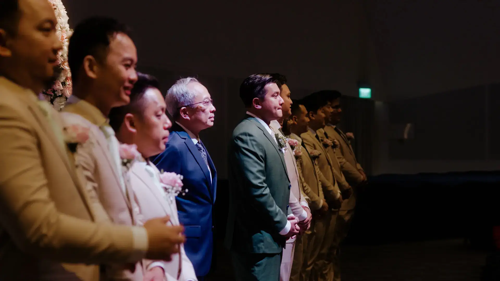 Groom waiting at the altar at Covenant Evangelical Free Church