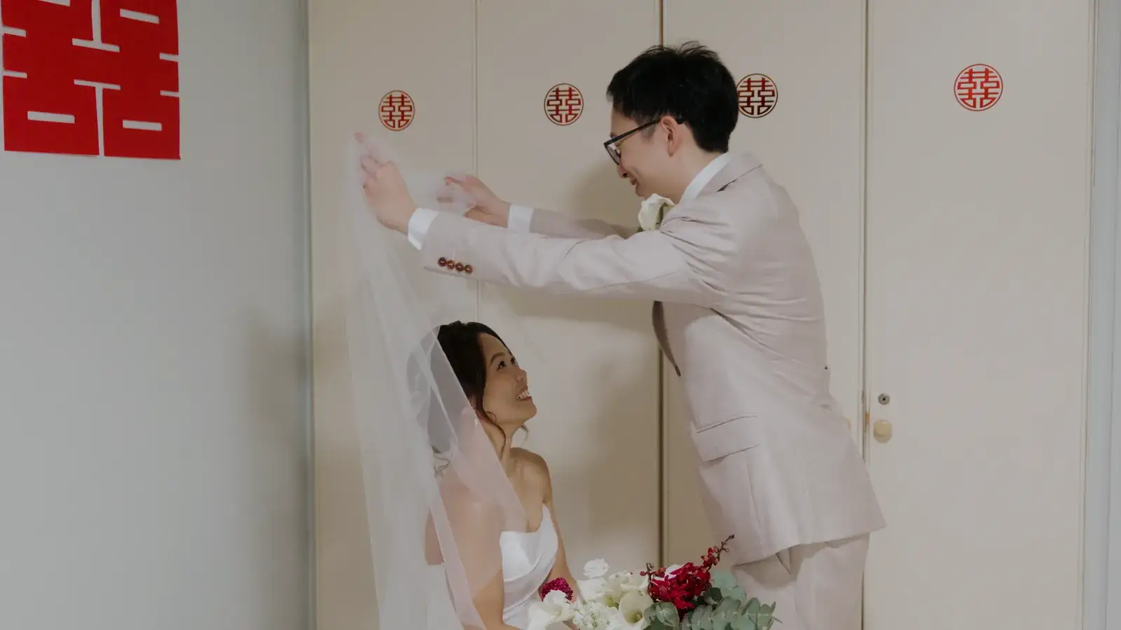 Groom fetching the bride during the wedding morning celebration