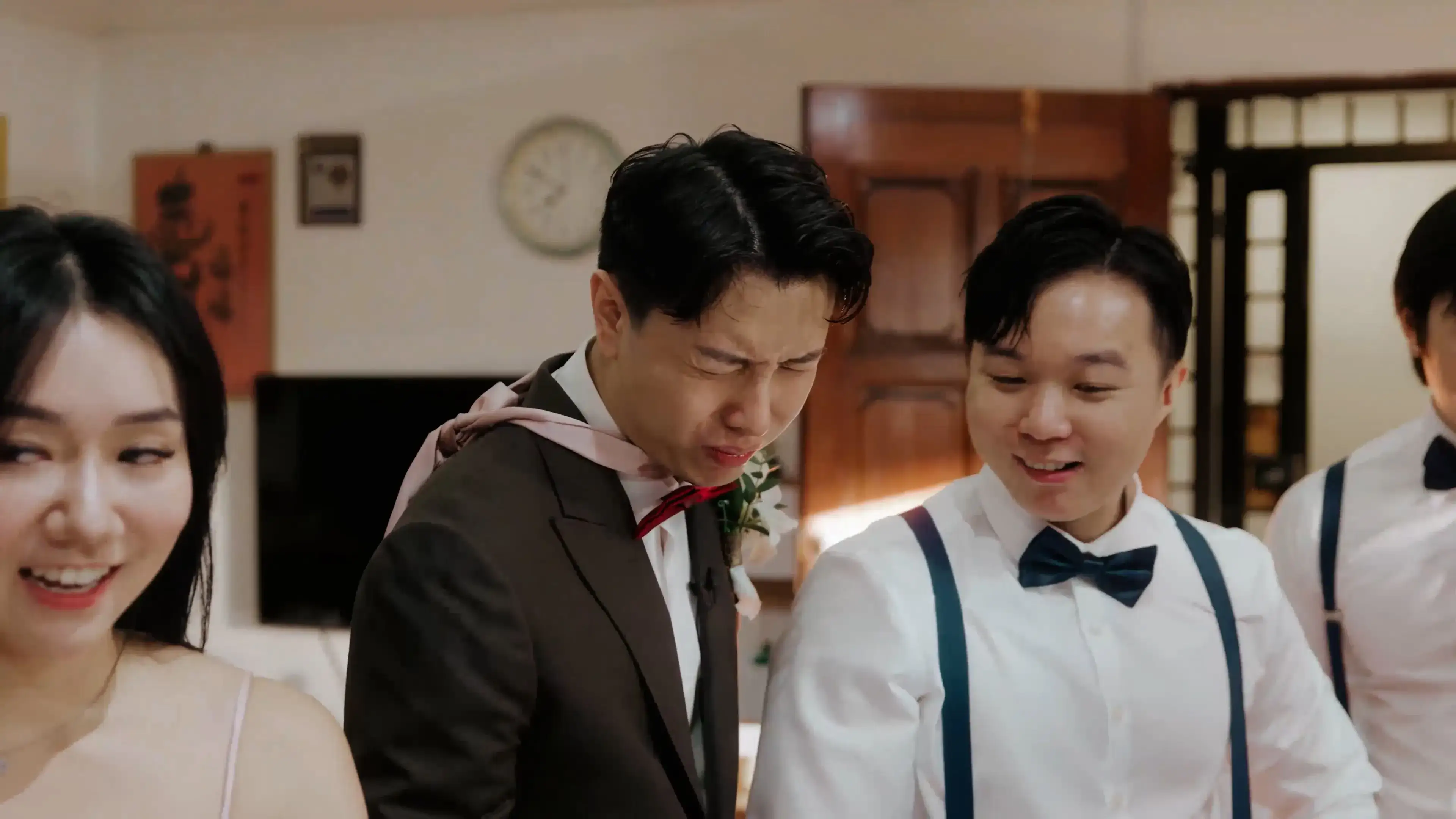 Groom taking part in gatecrash games in Singapore