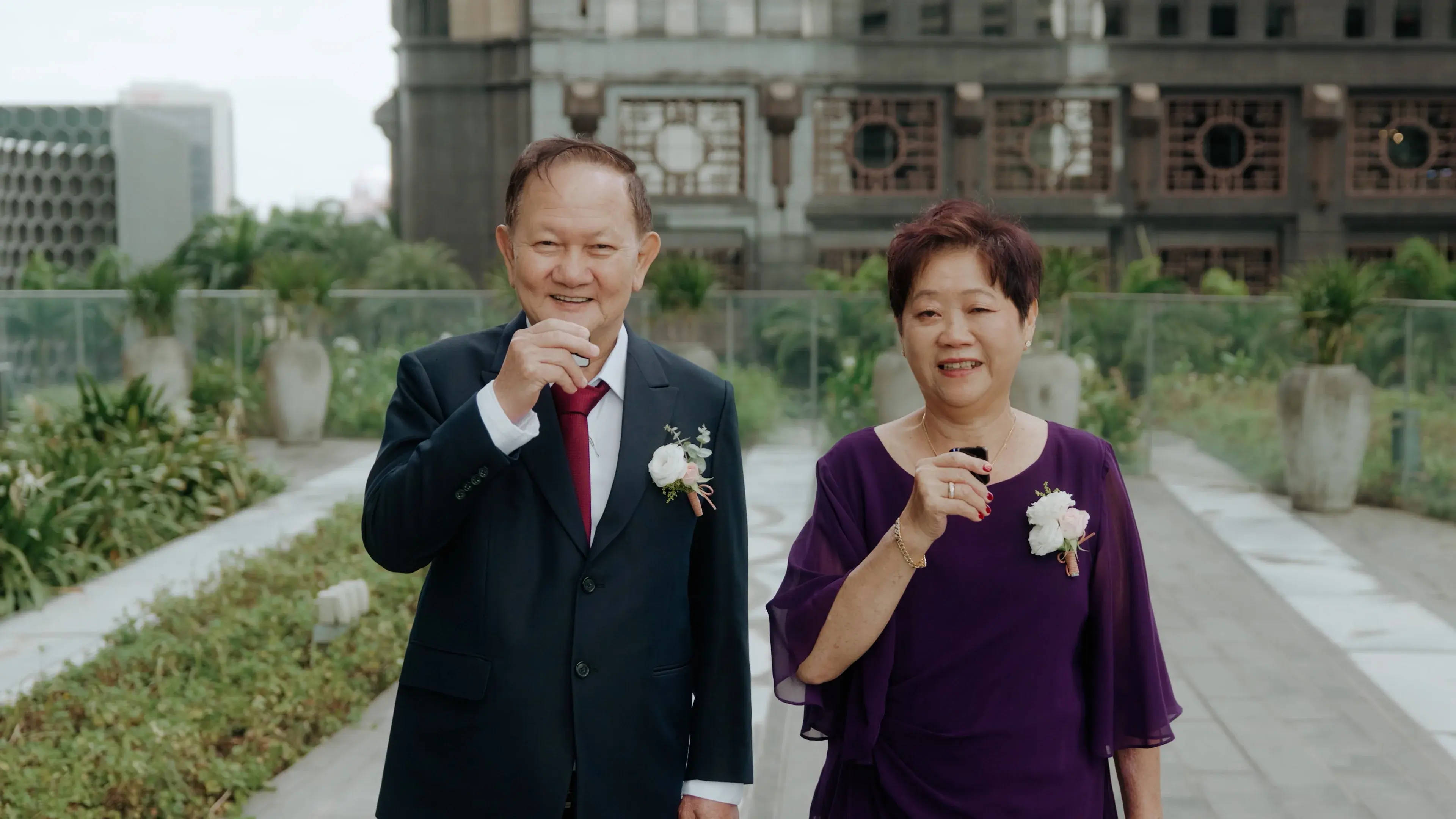 Gee Chuan's parents recording a video blessing at Andaz Garden Studio