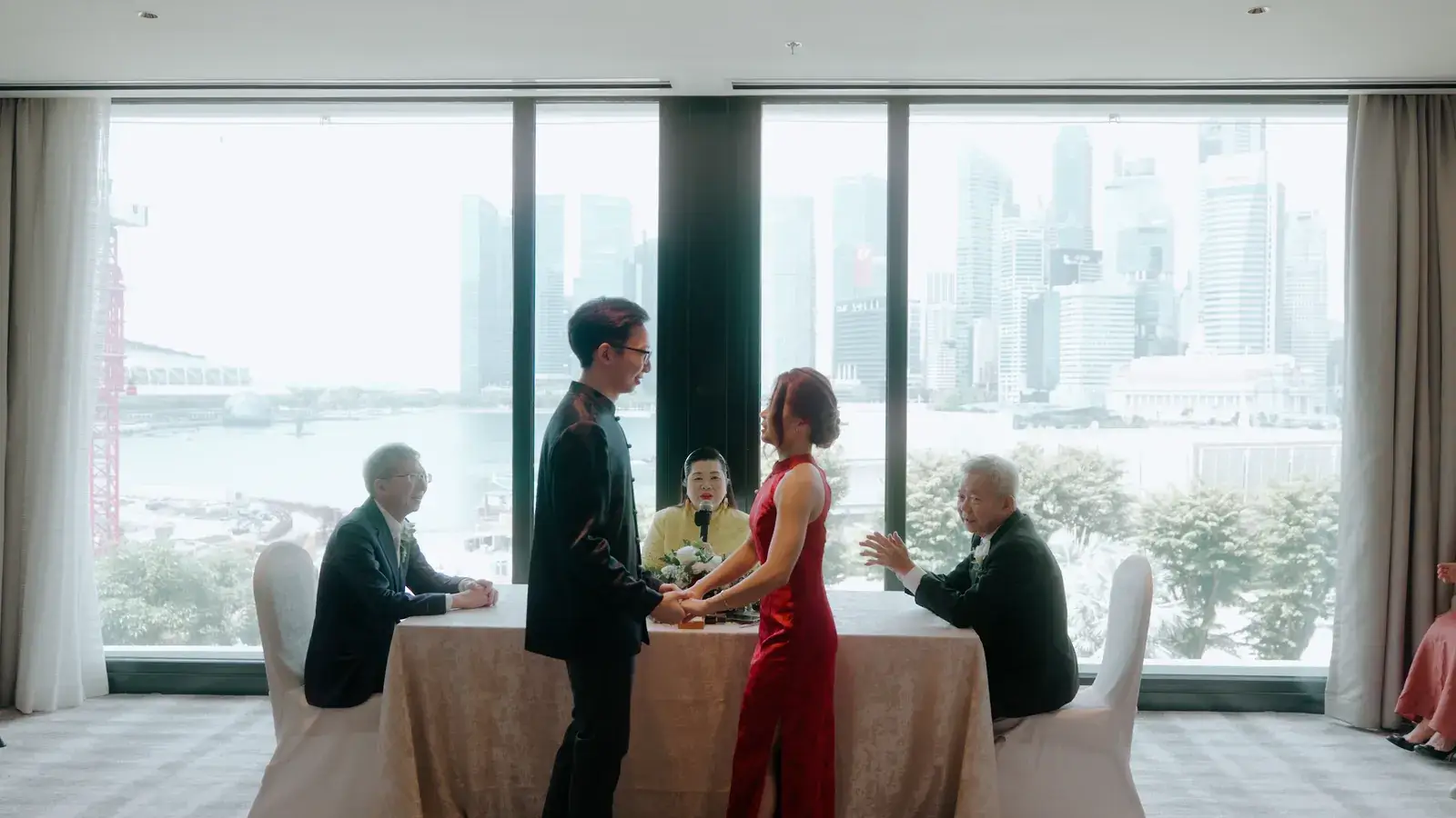 Daron and Celine solemnisation ceremony at Mandarin Oriental Singapore