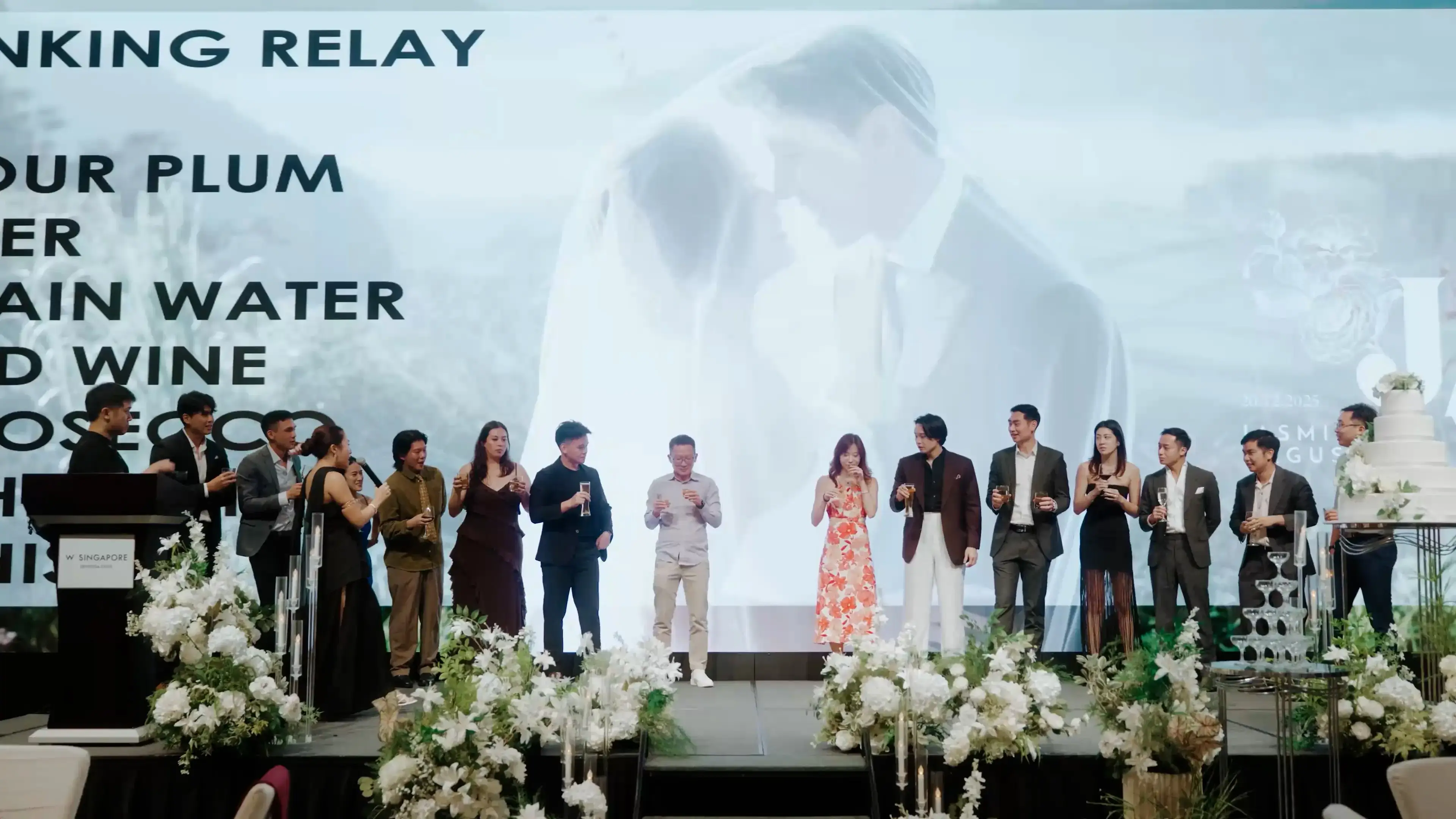 Wedding banquet stage games at W Singapore - Sentosa Cove