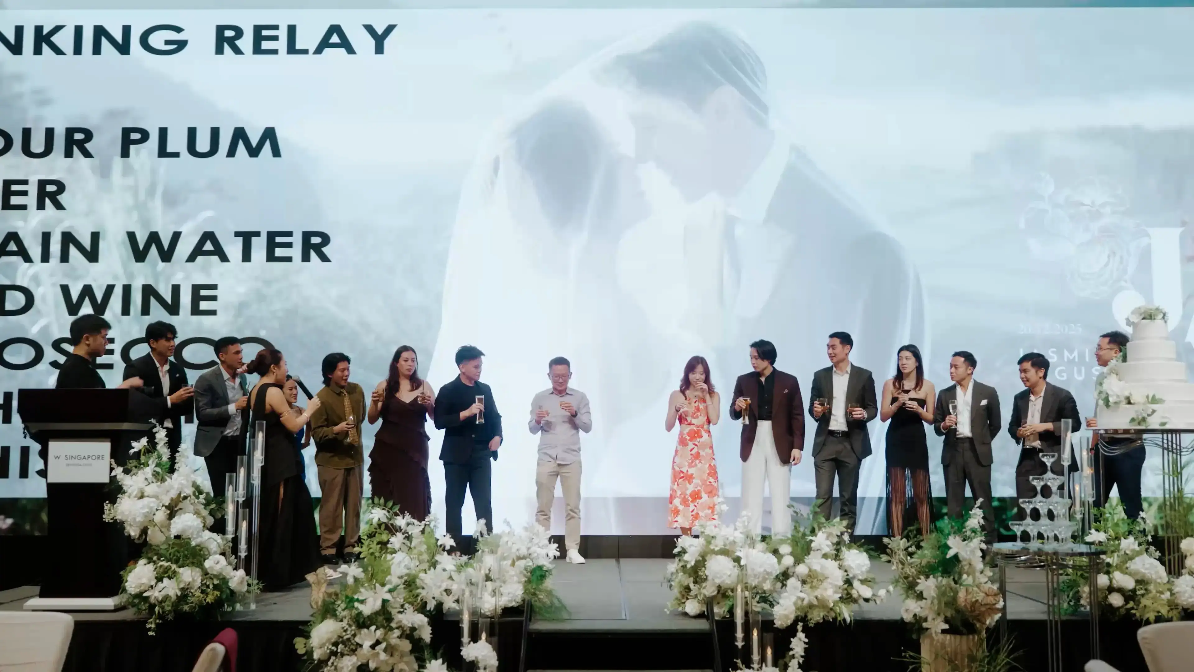 Wedding banquet stage games at W Singapore - Sentosa Cove